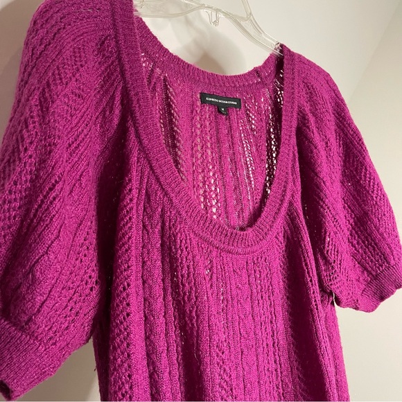 Express Design Studio Womens Mohair Wool Short Sleeve Knit Sweater Blouse, Sz M - Picture 4 of 7